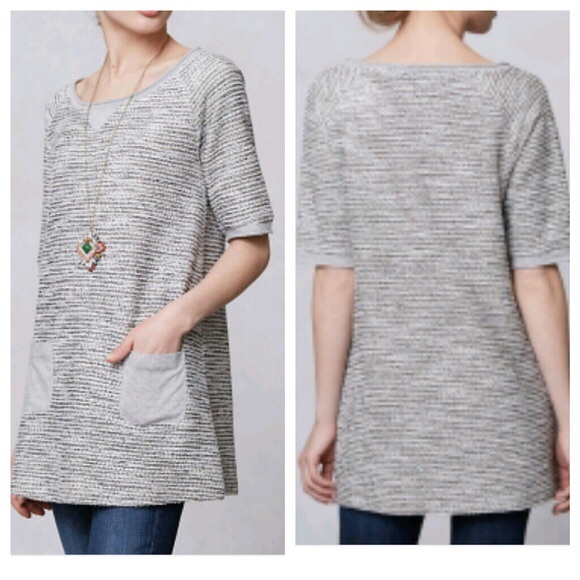 Anthropologie Tops - Anthropologie Meadow Rue Gray Silver Tunic L ❤️